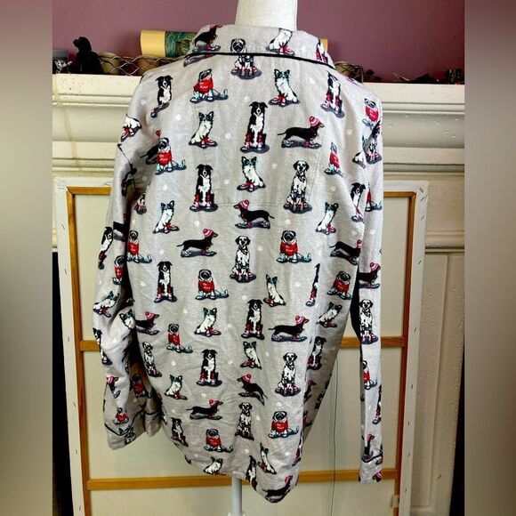 PJ Salvage dog & cat print flannel pj top w/ big pockets - Picture 2 of 14
